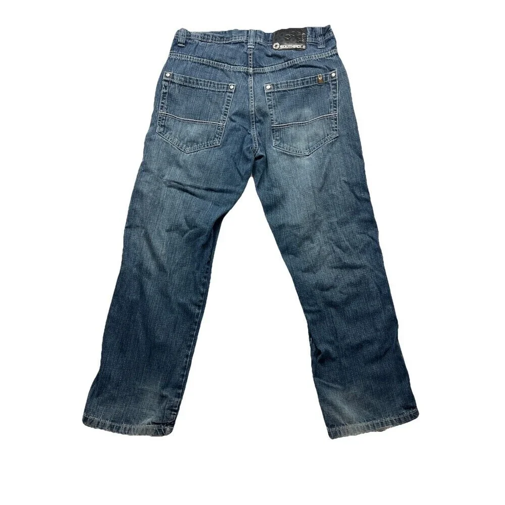 Southpole Jeans Vtg Mens Size 34x30 Faded Dark Wash Y2K Straight Leg Baggy